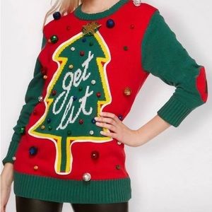 Get Lit Light Up Christmas Ugly Sweater M